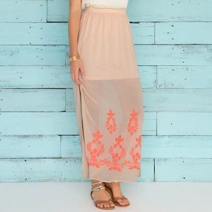 Francescas Sarasota Embroidered Maxi Skirt